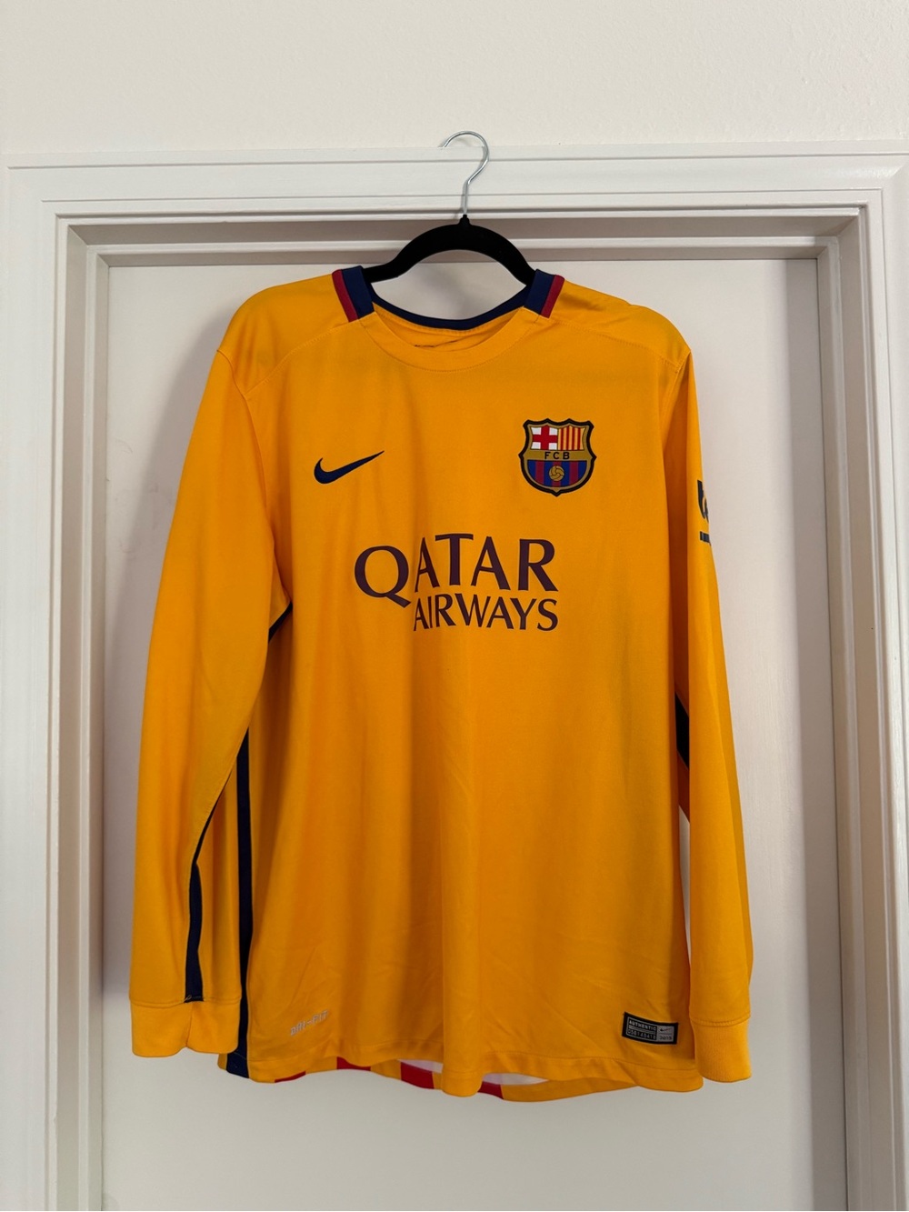 Nike FC Barcelona Adult Yellow Long-Sleeve Jersey